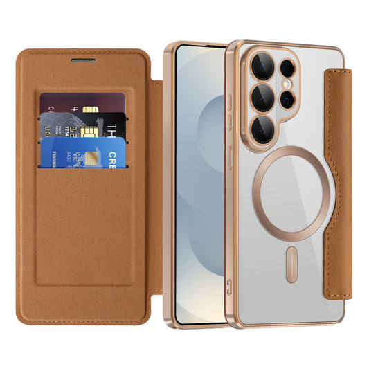 Θήκη MagSafe για Samsung Galaxy S26 Ultra, Techsuit, SmartMag Book, Καφέ