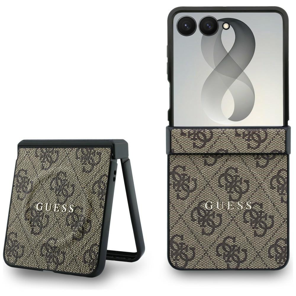 Θήκη MagSafe για Samsung Galaxy Z Flip8 F776, Guess, 4G Leather Classic, Καφέ