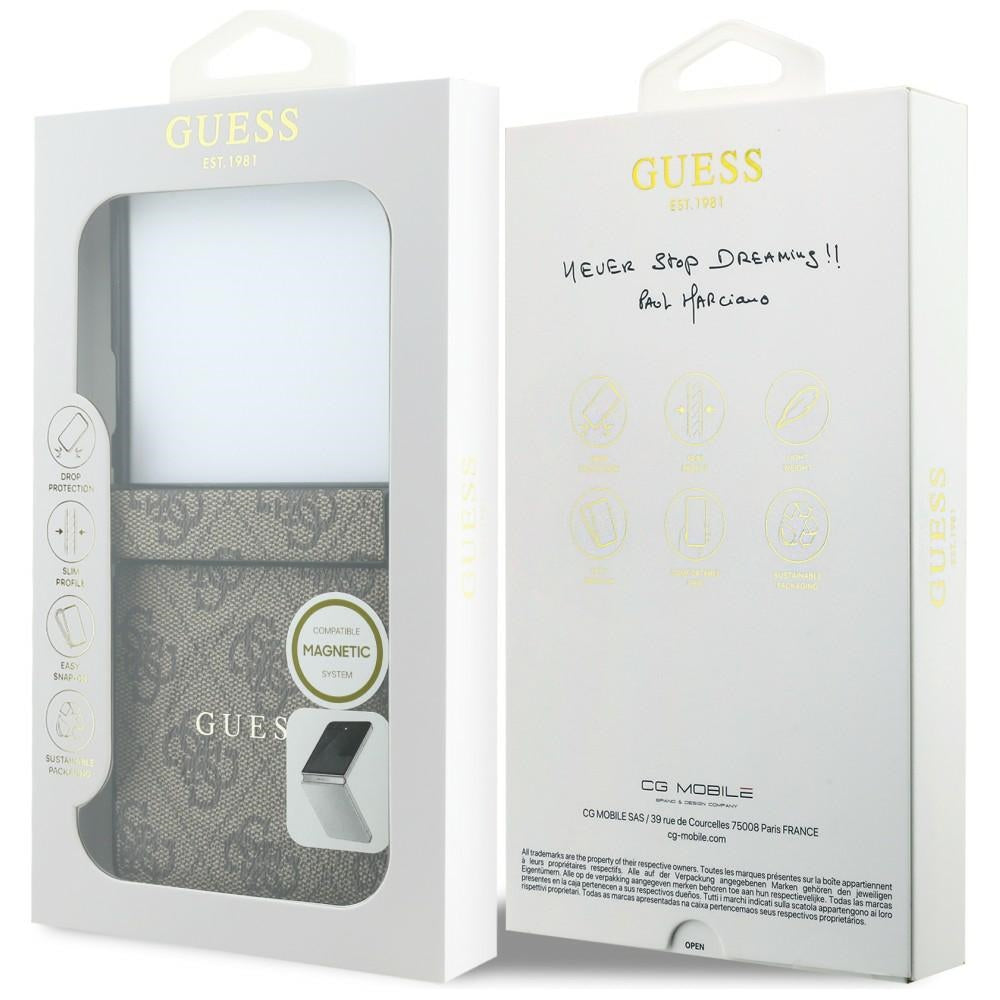 Θήκη MagSafe για Samsung Galaxy Z Flip8 F776, Guess, 4G Leather Classic, Καφέ