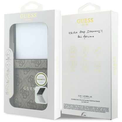 Θήκη MagSafe για Samsung Galaxy Z Flip8 F776, Guess, 4G Leather Classic, Καφέ