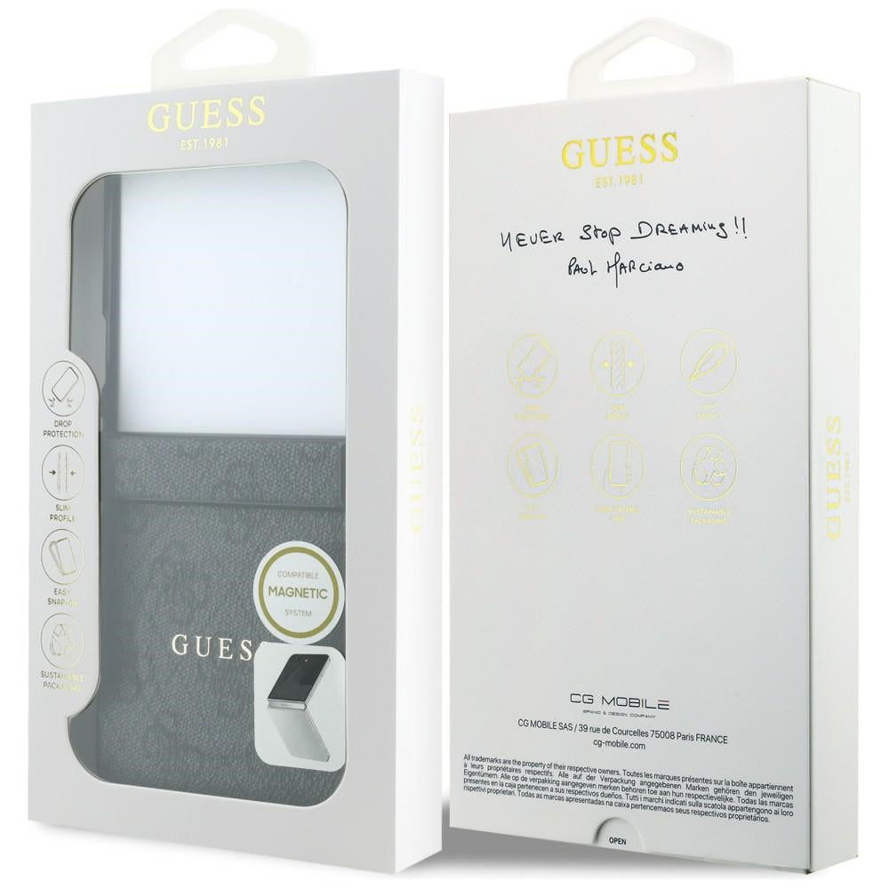 MagSafe Case for Samsung Galaxy Z Flip8 F776, Guess, 4G Leather Classic, Black