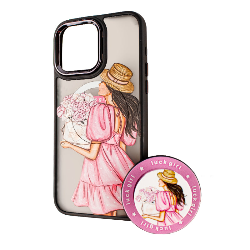 MagSafe Case for Xiaomi Redmi 10A / 9C, BOTER, MagPopsocket Luck Girl, Multicolor