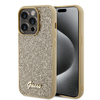 Θήκη για Apple iPhone 15 Pro, Guess, PU Square Mirror Script Logo, Χρυσή GUHCP15LPMSDGSD