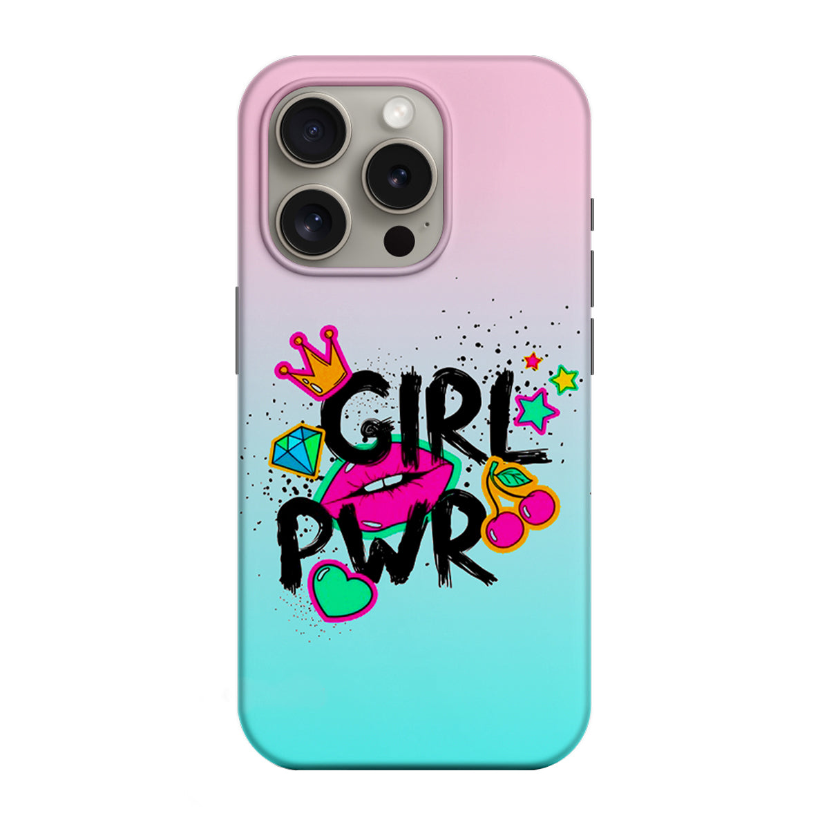 Case for Apple iPhone 15 Pro, Perfect Case, LOVE-Splash Girl Power, Multicolor