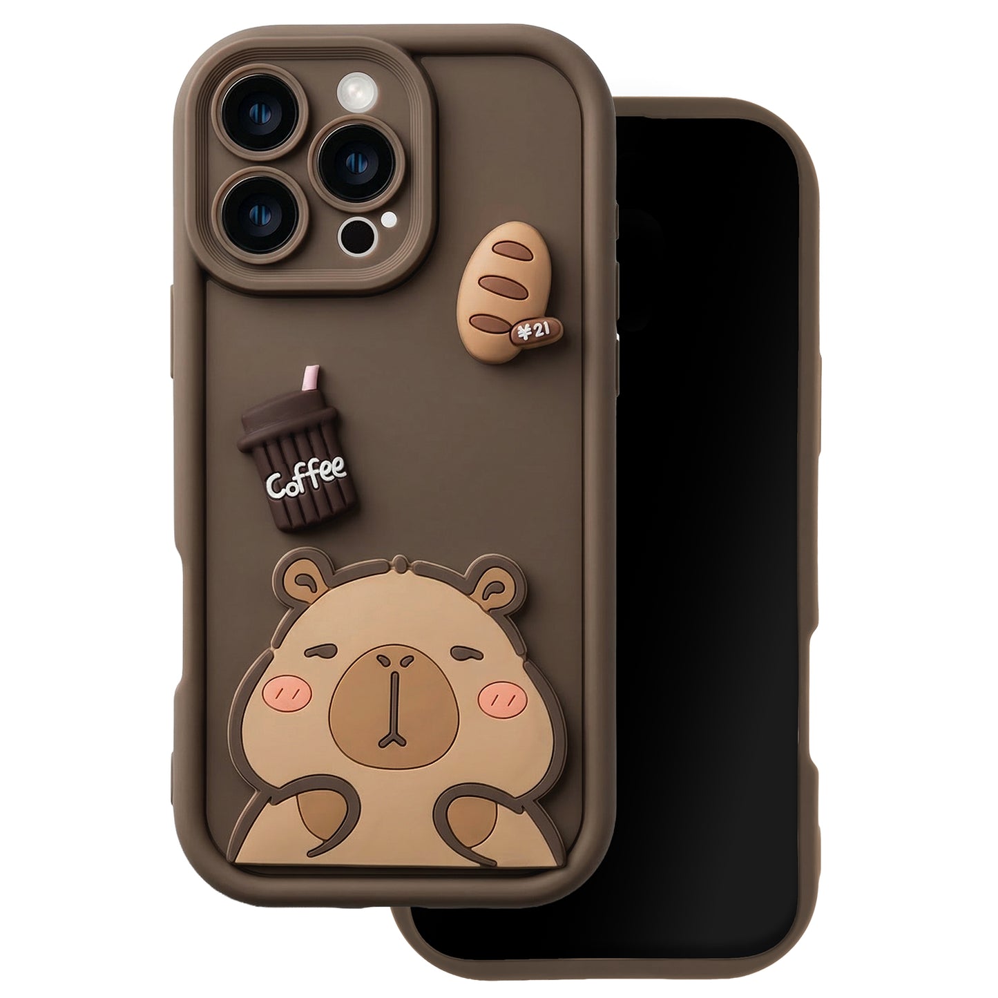 Case for Apple iPhone 14, OEM, Ultra Trendy 3D Capybara, Brown