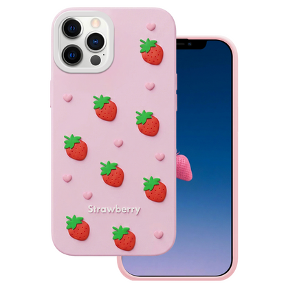 Θήκη για Apple iPhone 15 / 14 / 13, OEM, Φράουλα, Ροζ