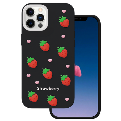 Case for Apple iPhone 15 Pro / 14 Pro, OEM, Strawberry, Black