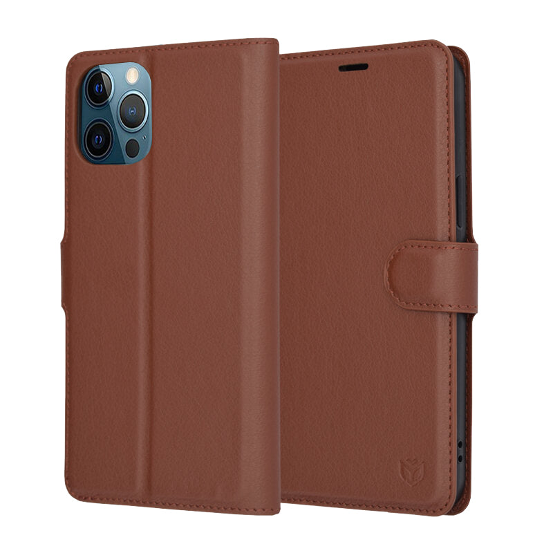 Θήκη για Apple iPhone 12 Pro Max, Techsuit, Leather Folio, Καφέ