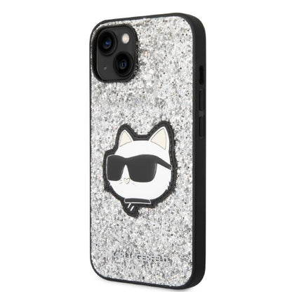 Θήκη για Apple iPhone 14, Karl Lagerfeld, Glitter Choupette Patch, Ασημί