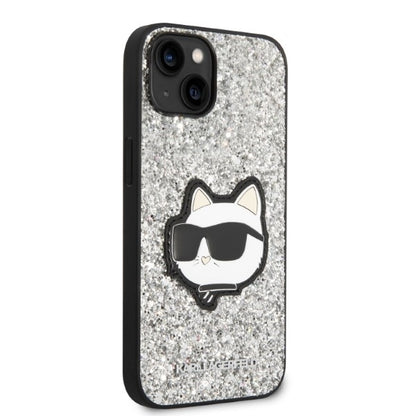 Θήκη για Apple iPhone 14, Karl Lagerfeld, Glitter Choupette Patch, Ασημί