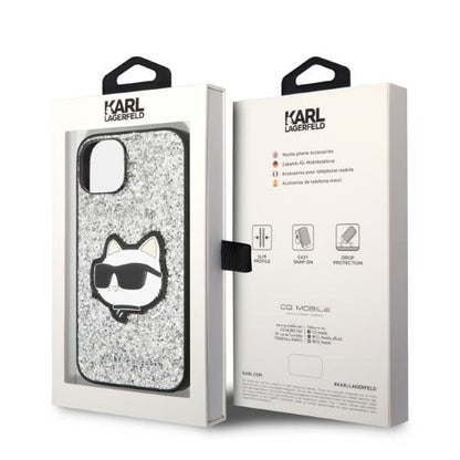 Θήκη για Apple iPhone 14, Karl Lagerfeld, Glitter Choupette Patch, Ασημί
