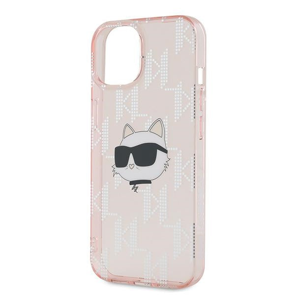 Case for Apple iPhone 14, Karl Lagerfeld, IML Luxury Monogram Choupette's Head, Pink