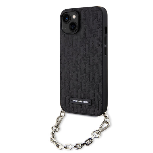 Θήκη για Apple iPhone 14, Karl Lagerfeld, Saffiano Monogram Chain, Μαύρη