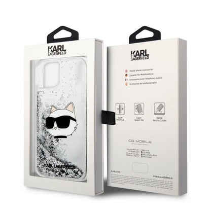 Θήκη για Apple iPhone 14 Plus, Karl Lagerfeld, Glitter Choupette's Head, Ασημί