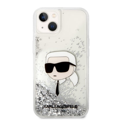 Case for Apple iPhone 14 Plus, Karl Lagerfeld, Glitter Karl's Head, Silver
