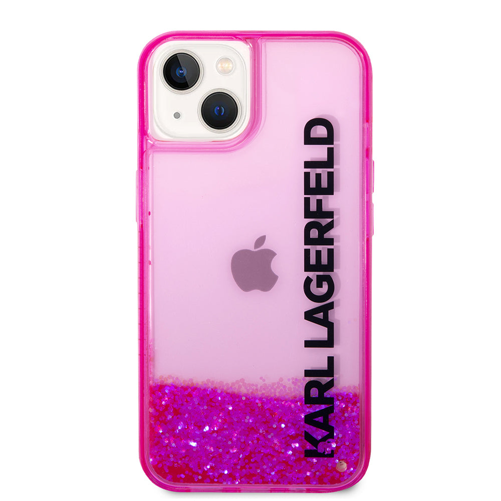 Θήκη για Apple iPhone 14 Plus, Karl Lagerfeld, Liquid Glitter KL Logo, Ροζ
