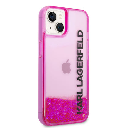 Θήκη για Apple iPhone 14 Plus, Karl Lagerfeld, Liquid Glitter KL Logo, Ροζ