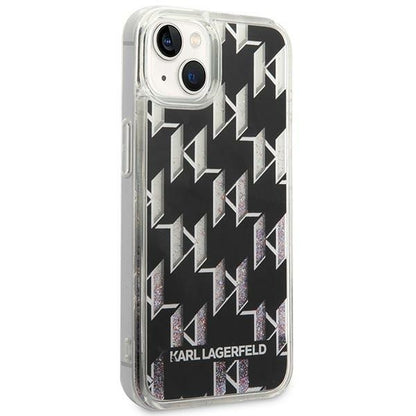 Case for Apple iPhone 14 Plus, Karl Lagerfeld, Liquid Glitter Monogram, Black
