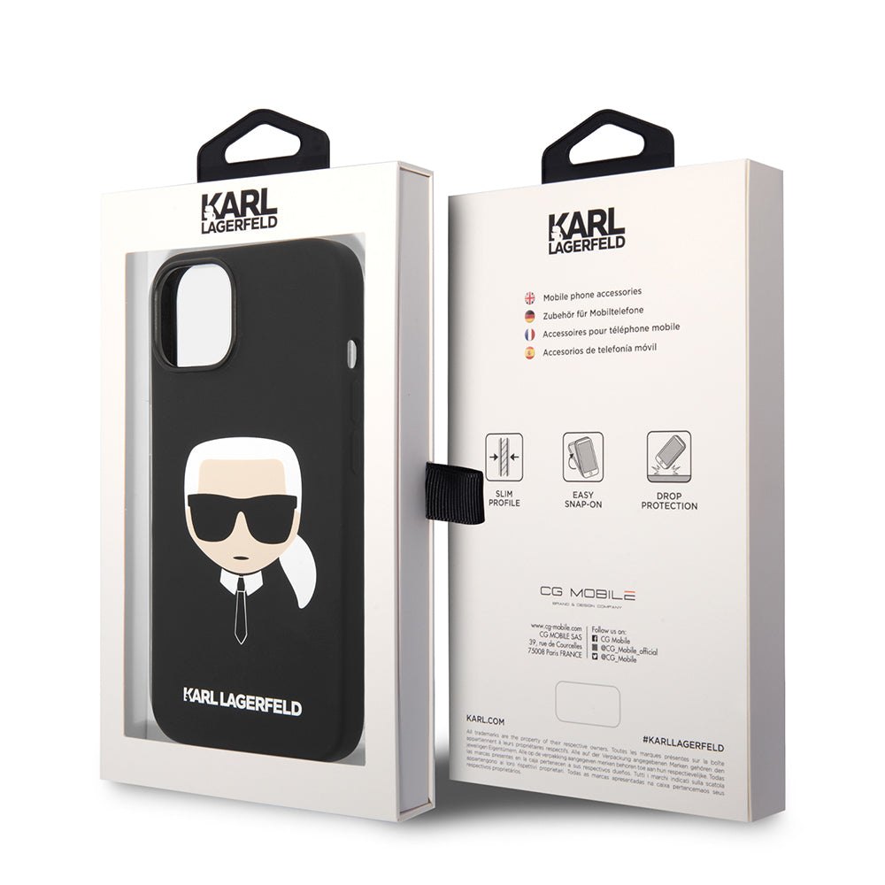 Θήκη για Apple iPhone 14 Plus, Karl Lagerfeld, Silicone Karl's Head, Μαύρη