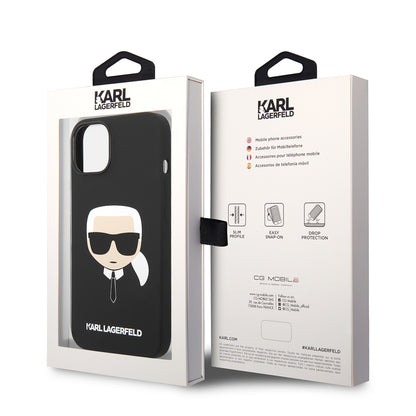 Θήκη για Apple iPhone 14 Plus, Karl Lagerfeld, Silicone Karl's Head, Μαύρη