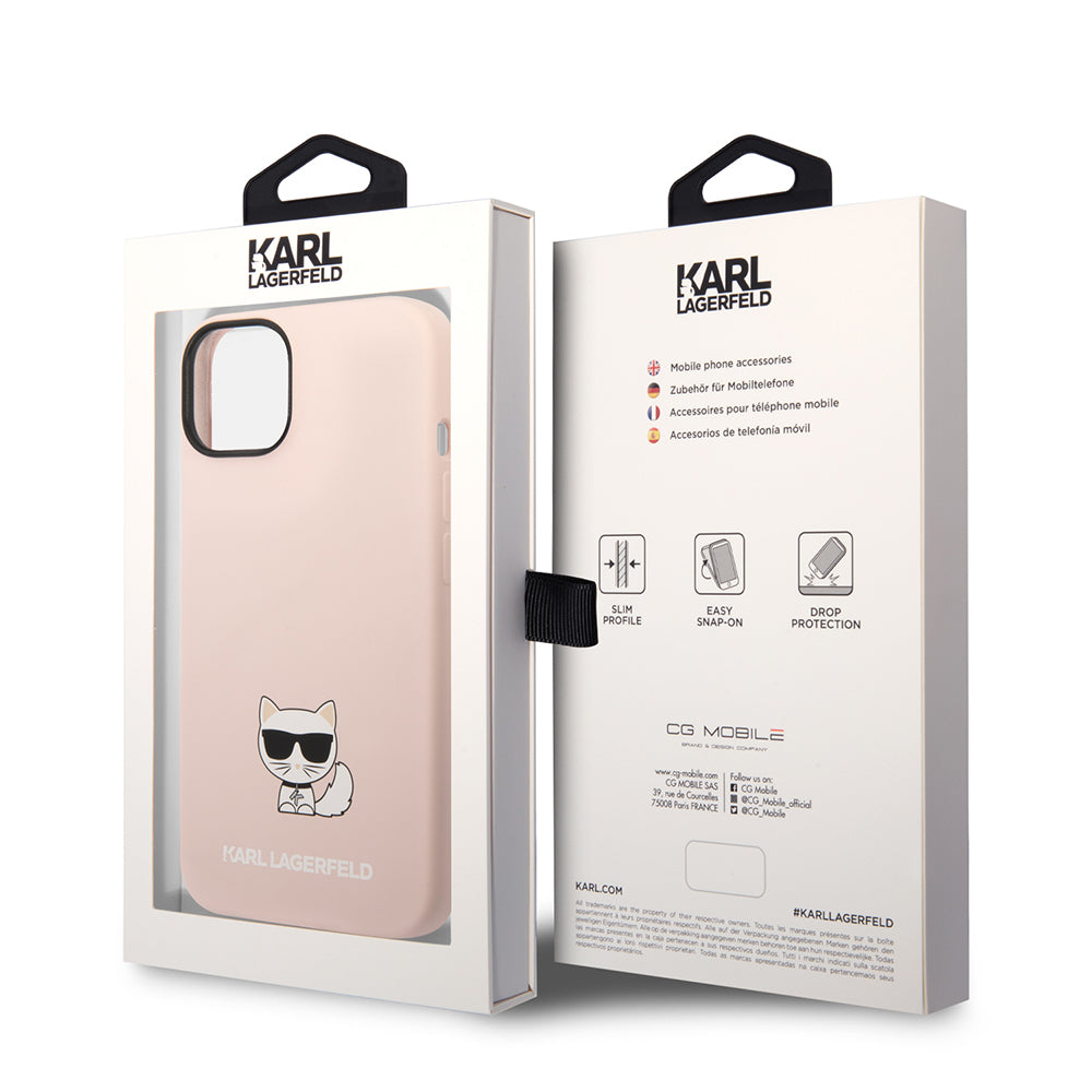 Θήκη για Apple iPhone 14 Plus, Karl Lagerfeld, Silicone Body Choupette, Ροζ
