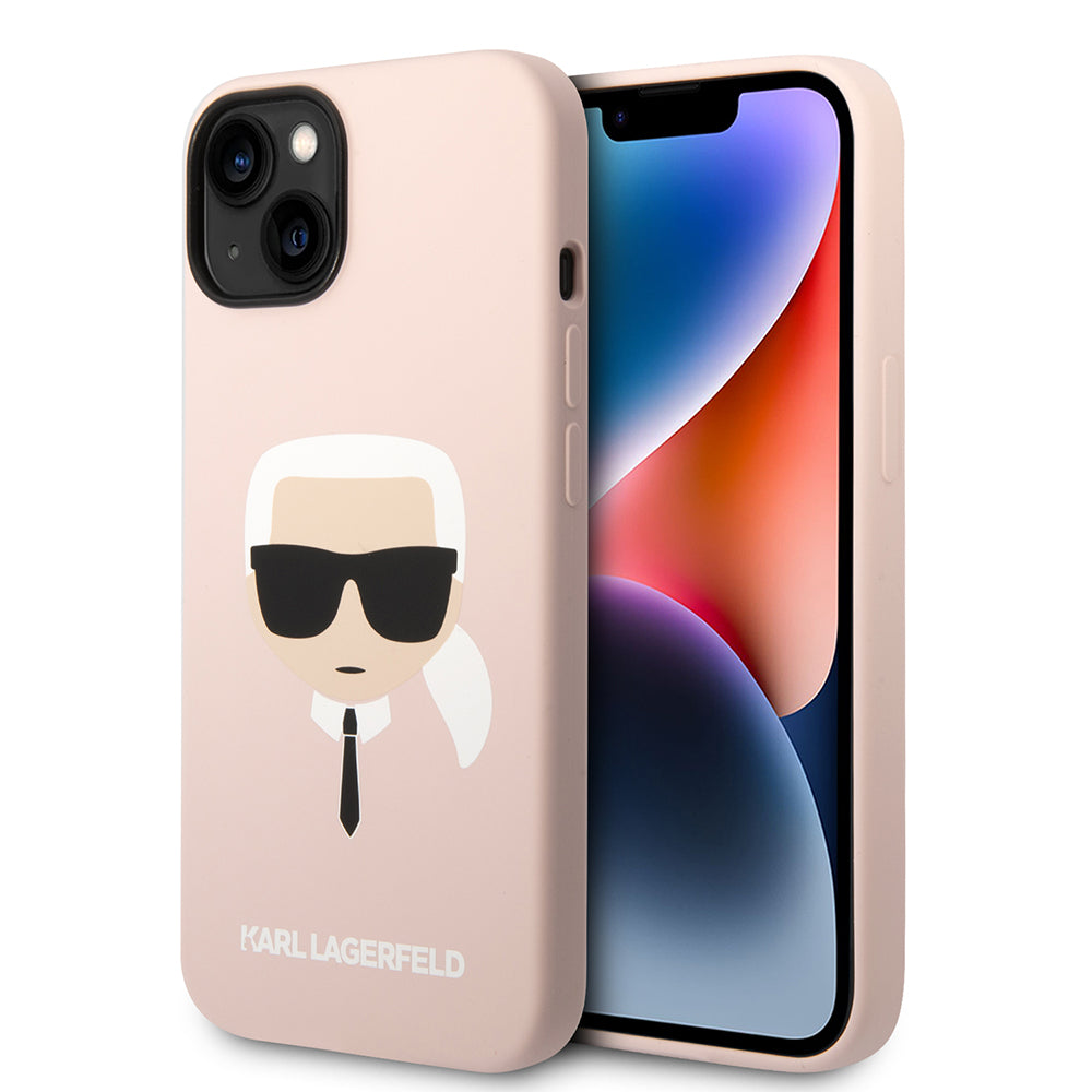 Θήκη για Apple iPhone 14 Plus, Karl Lagerfeld, Silicone Karl's Head, Ροζ
