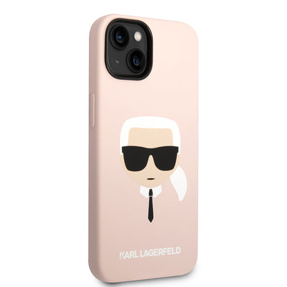 Θήκη για Apple iPhone 14 Plus, Karl Lagerfeld, Silicone Karl's Head, Ροζ