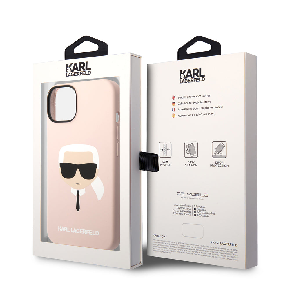 Θήκη για Apple iPhone 14 Plus, Karl Lagerfeld, Silicone Karl's Head, Ροζ