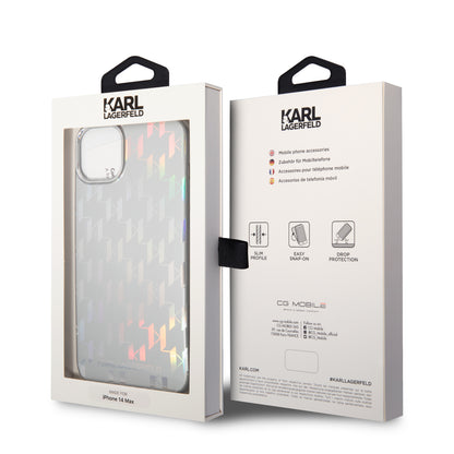 Θήκη για Apple iPhone 14 Plus, Karl Lagerfeld, Monogram Iridescent, Ασημί