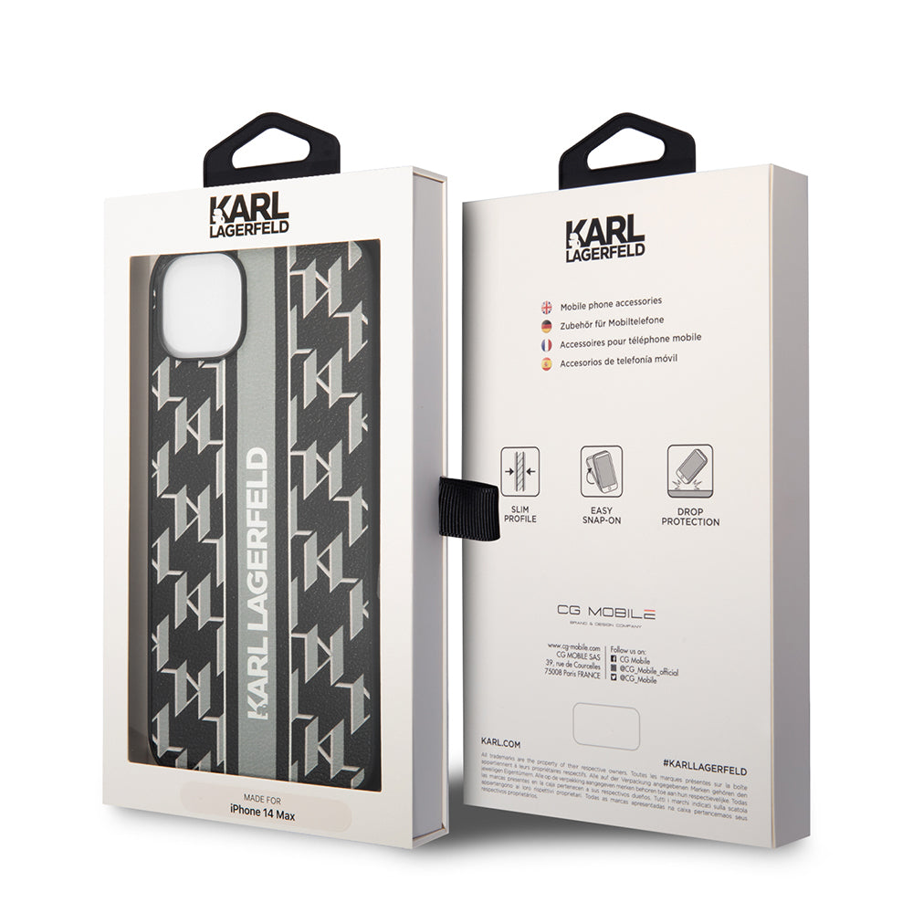Θήκη για Apple iPhone 14 Plus, Karl Lagerfeld, Monogram Stripe, Γκρι