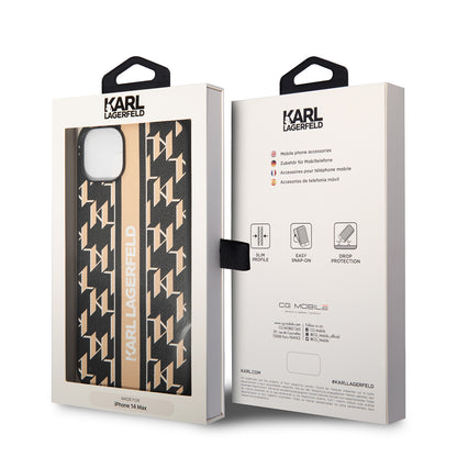 Θήκη για Apple iPhone 14 Plus, Karl Lagerfeld, Monogram Stripe, Καφέ