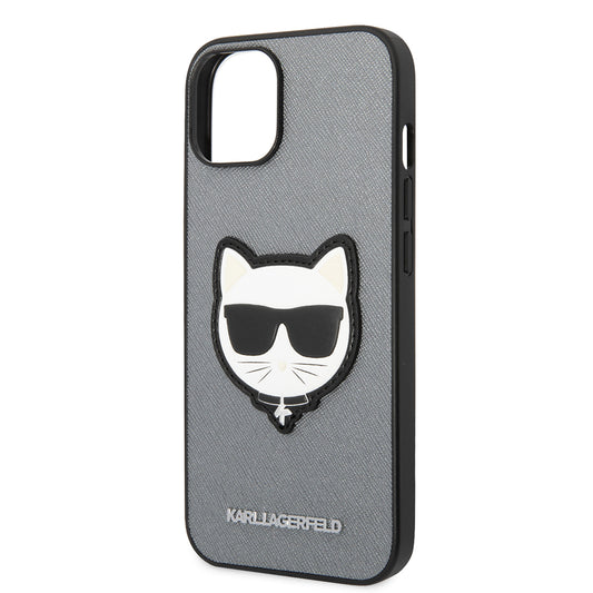 Θήκη για Apple iPhone 14 Plus, Karl Lagerfeld, Saffiano Choupette's Head, Ασημί