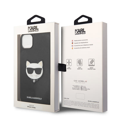 Θήκη για Apple iPhone 14 Plus, Karl Lagerfeld, Saffiano Choupette's Head, Μαύρη