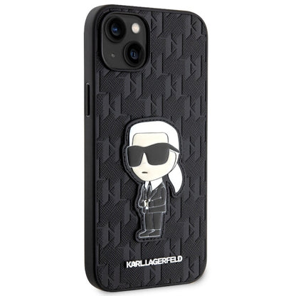 Θήκη για Apple iPhone 14 Plus, Karl Lagerfeld, Saffiano Monogram Ikonik Karl, Μαύρη