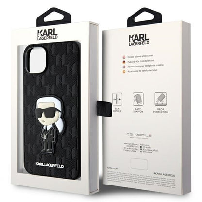 Θήκη για Apple iPhone 14 Plus, Karl Lagerfeld, Saffiano Monogram Ikonik Karl, Μαύρη