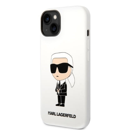 Case for Apple iPhone 14 Plus, Karl Lagerfeld, Ikonik Karl Silicone, White
