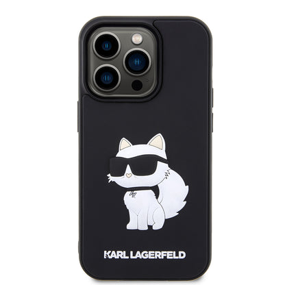 Θήκη για Apple iPhone 14 Pro, Karl Lagerfeld, 3D Rubber Choupette, Μαύρη