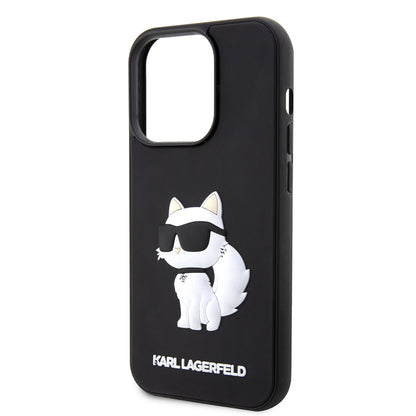 Θήκη για Apple iPhone 14 Pro, Karl Lagerfeld, 3D Rubber Choupette, Μαύρη