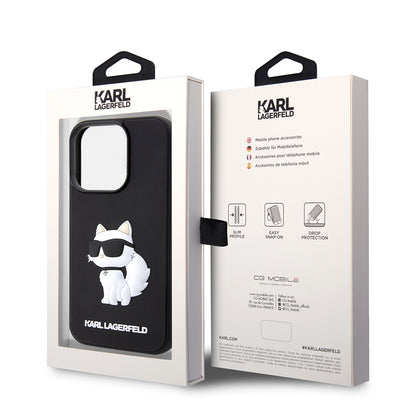 Θήκη για Apple iPhone 14 Pro, Karl Lagerfeld, 3D Rubber Choupette, Μαύρη