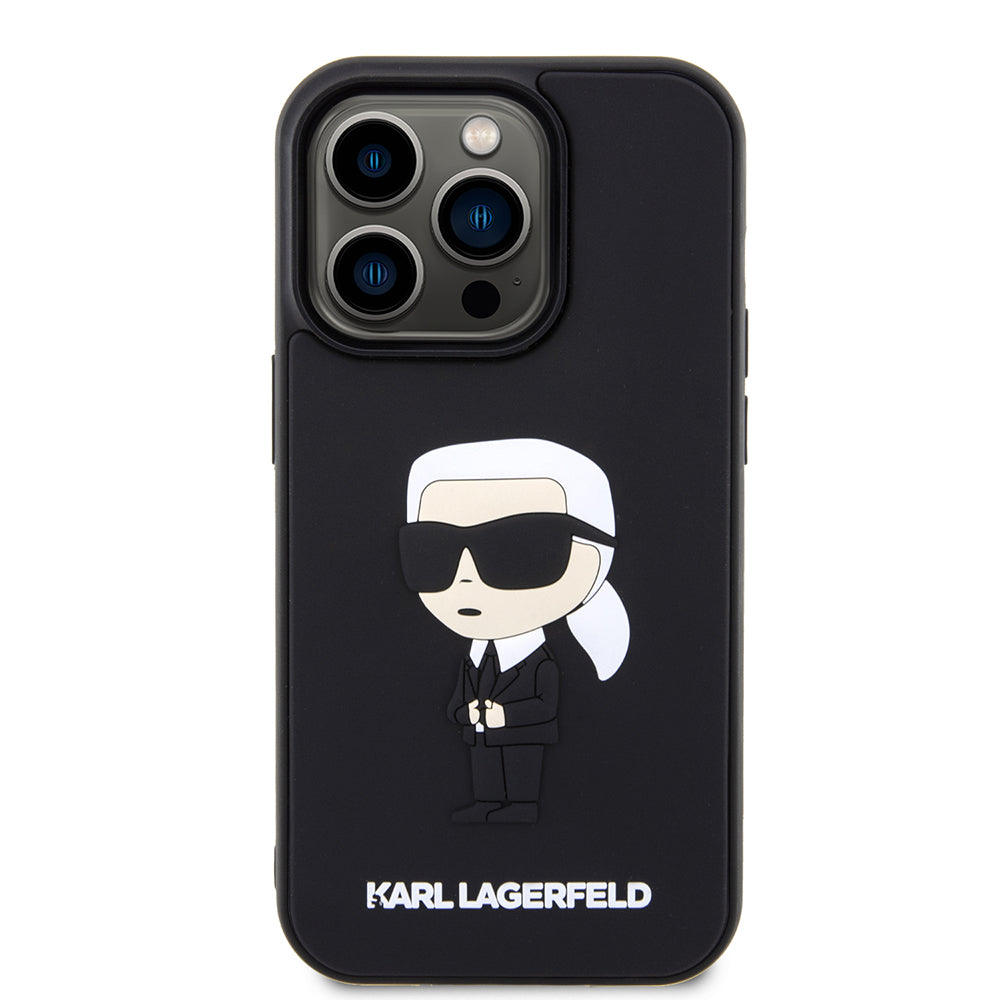 Case for Apple iPhone 14 Pro, Karl Lagerfeld, 3D Rubber Ikonik Karl, Black