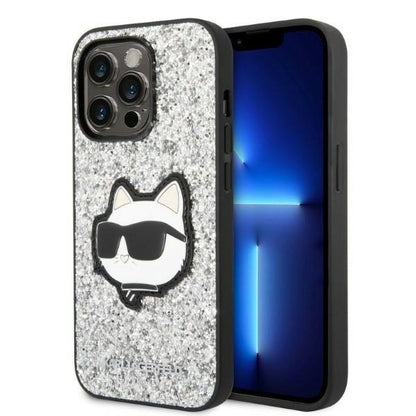 Θήκη για Apple iPhone 14 Pro, Karl Lagerfeld, Glitter Choupette Patch, Ασημί