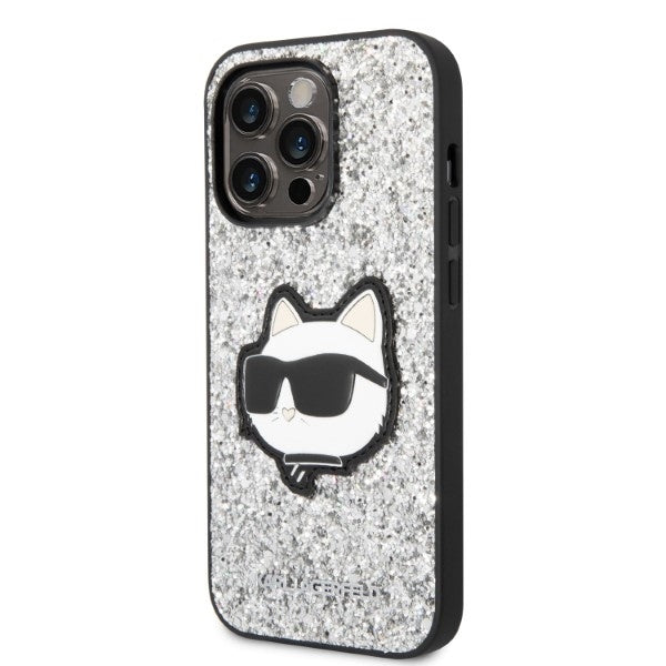 Θήκη για Apple iPhone 14 Pro, Karl Lagerfeld, Glitter Choupette Patch, Ασημί