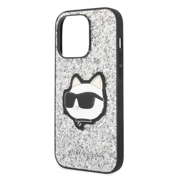Θήκη για Apple iPhone 14 Pro, Karl Lagerfeld, Glitter Choupette Patch, Ασημί
