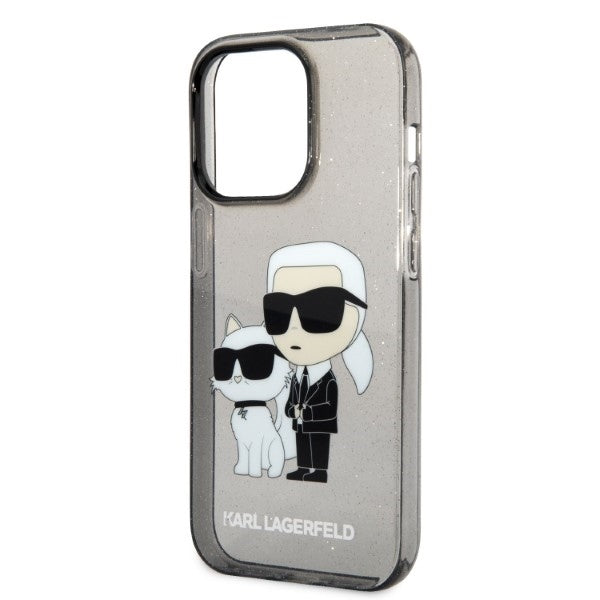 Θήκη για Apple iPhone 14 Pro, Karl Lagerfeld, Glitter Karl & Choupette, Μαύρη