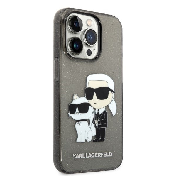 Θήκη για Apple iPhone 14 Pro, Karl Lagerfeld, Glitter Karl & Choupette, Μαύρη