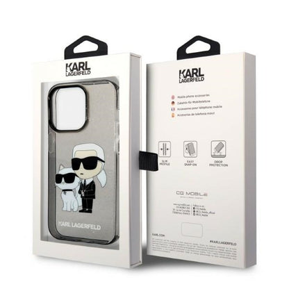 Θήκη για Apple iPhone 14 Pro, Karl Lagerfeld, Glitter Karl & Choupette, Μαύρη