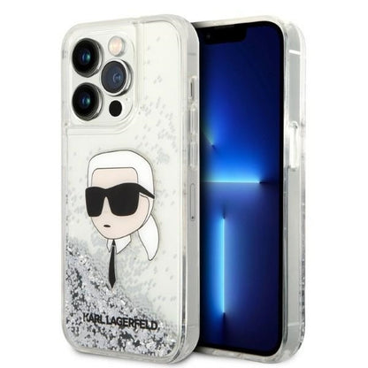Θήκη για Apple iPhone 14 Pro, Karl Lagerfeld, Glitter Karl's Head, Ασημί