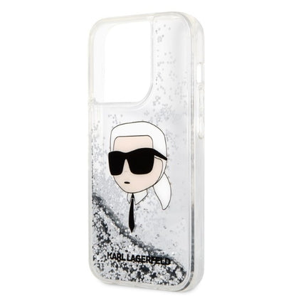 Θήκη για Apple iPhone 14 Pro, Karl Lagerfeld, Glitter Karl's Head, Ασημί