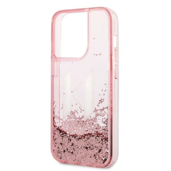 Θήκη για Apple iPhone 14 Pro, Karl Lagerfeld, Glitter Liquid Big KL, Ροζ