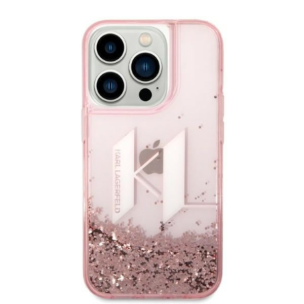 Θήκη για Apple iPhone 14 Pro, Karl Lagerfeld, Glitter Liquid Big KL, Ροζ